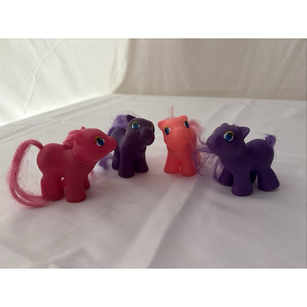 Vintage MLP Style Clone Baby Pony Lot 4 Hong Kong Mini Ponies Pink Purple 2in